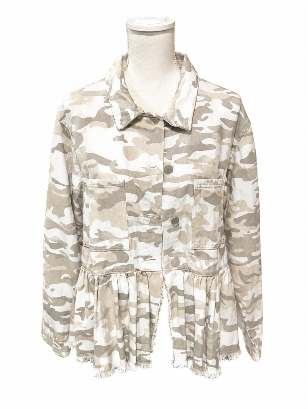 Mud Pie Women's Banks Jacket Camouflage Print w/Peplum Waist Sz XL